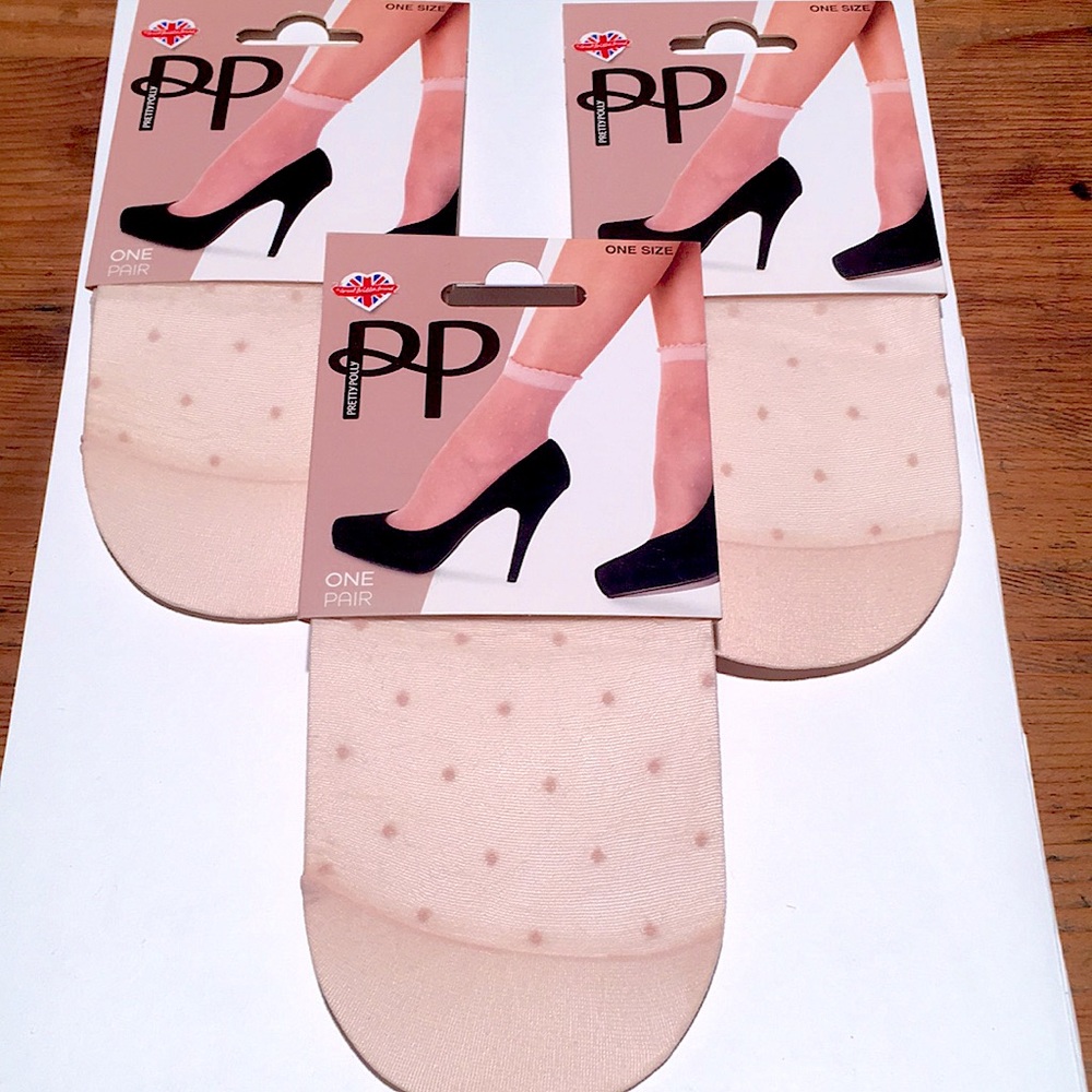 Pretty Polly pink micro polka dot sheer socks NWT